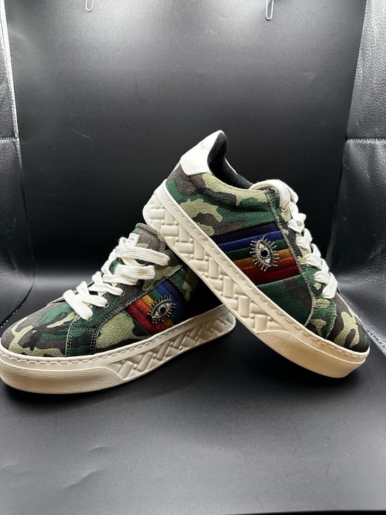 Kurt Geiger Shoes - Kurt Geiger Camouflage Sneakers with Rainbow Stripe and Eye Emblem W-5
